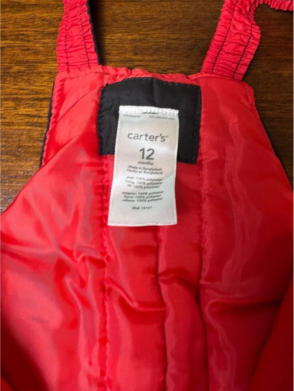 Carter's Insulated Snow Bib Overalls Black Red 12M
